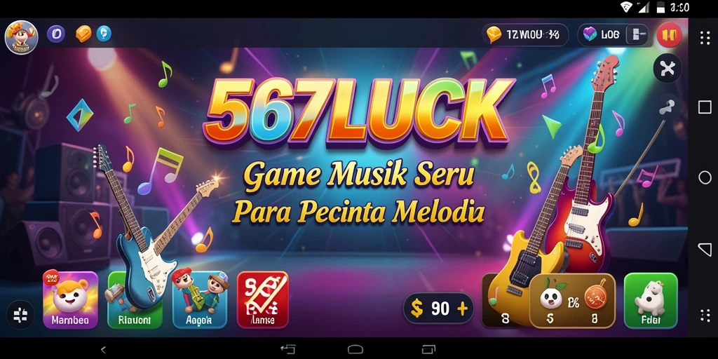 Screenshot 567LUCK menampilkan pengalaman bermain musik yang menyenangkan.