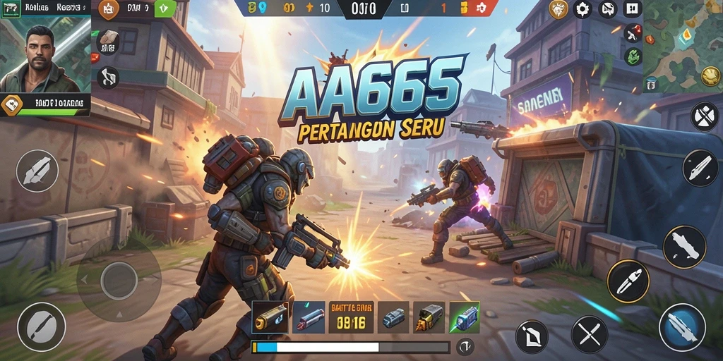 Screenshot gameplay AA666 yang menampilkan pertarungan Battle Royale yang mendebarkan.