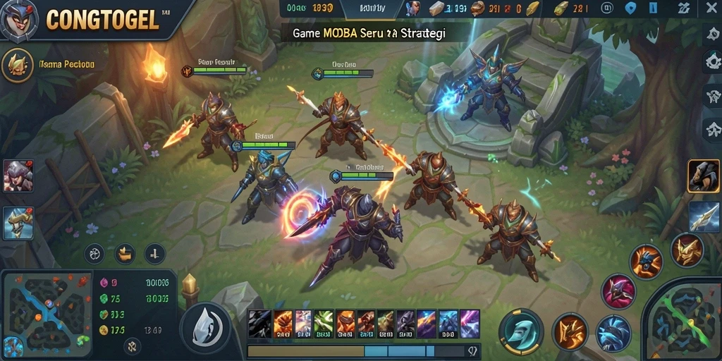 Tangkapan layar gameplay CONGTOGEL yang menarik dalam pertempuran MOBA.