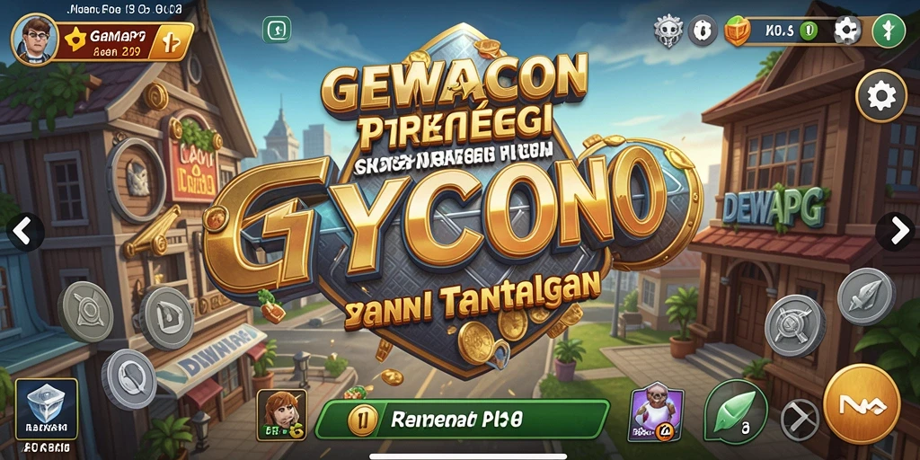 Tampilan gameplay DEWAPG dalam membangun kerajaan bisnis.