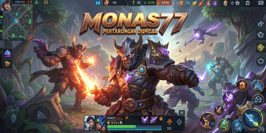 Screenshot gameplay MOBA dari MONAS77 yang menegangkan.