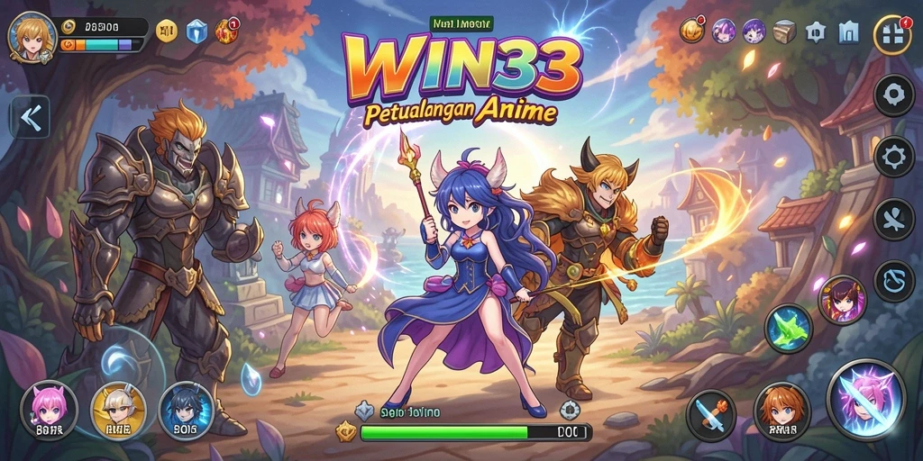 Screenshot WIN33 menunjukkan aksinya yang seru di dunia Anime.